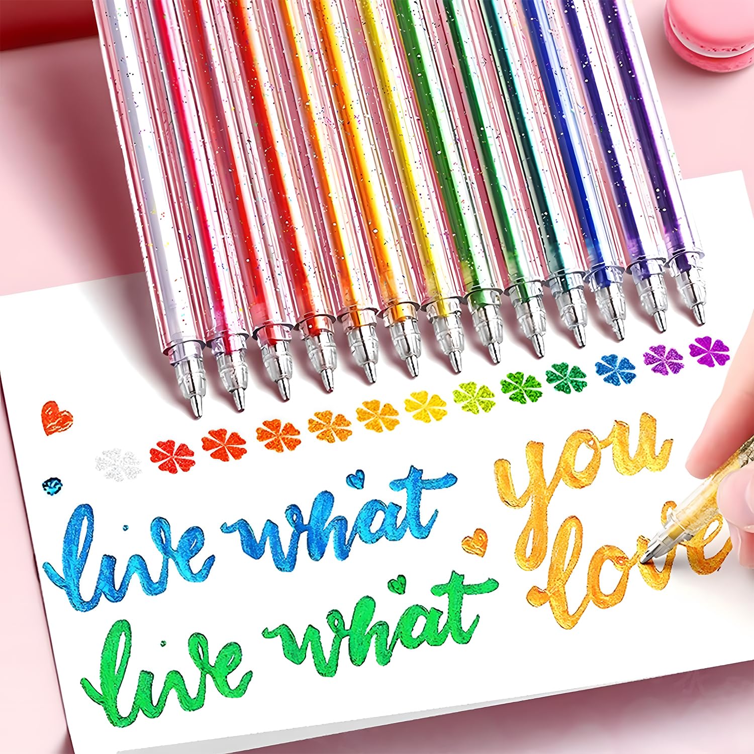 Set de 24 Stylos Gel Pailletés OWill - 12 Couleurs 1mm pour Coloriage et Dessins Créatifs – Image 2