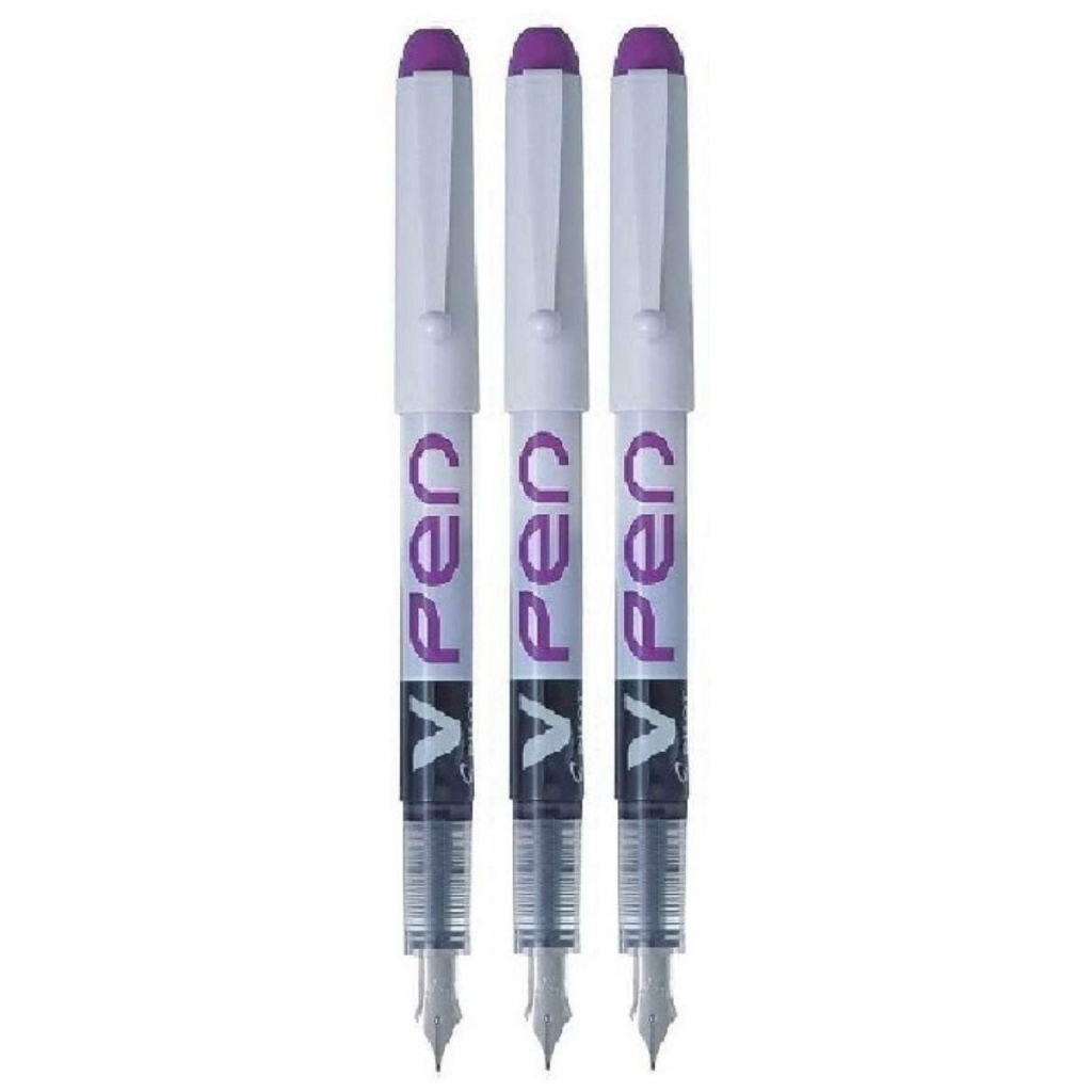 Lot de 3 Stylos Plume V Pen Pilot - Encre Liquide Violet