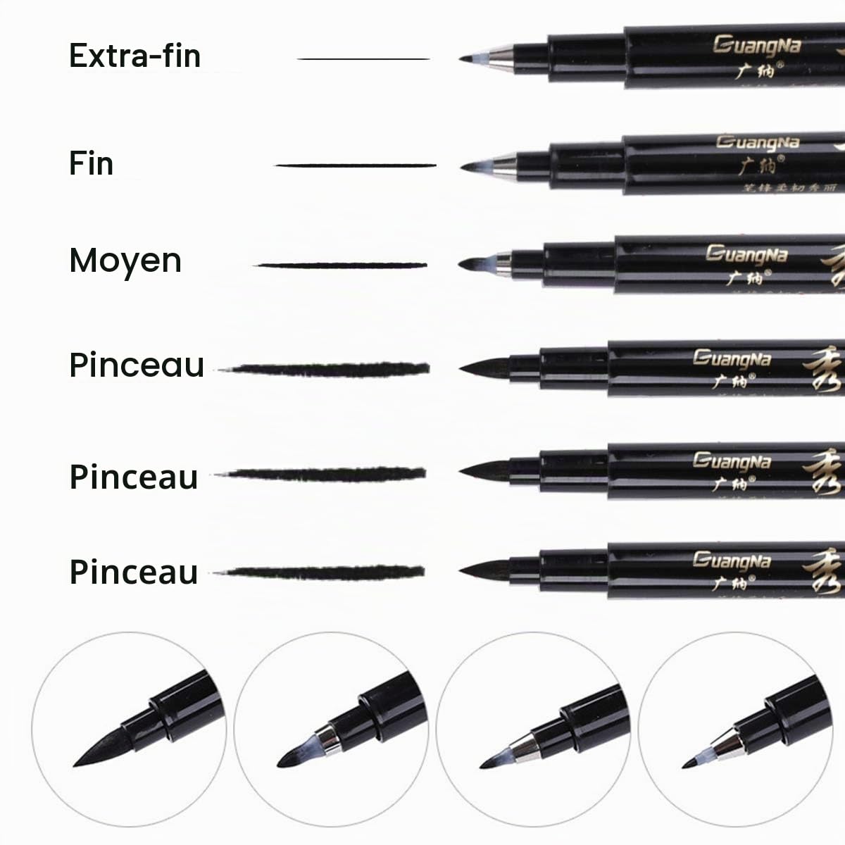 Lot de 6 Stylos Calligraphie O-Kinee - Feutres Noirs pour Lettrage – Image 2
