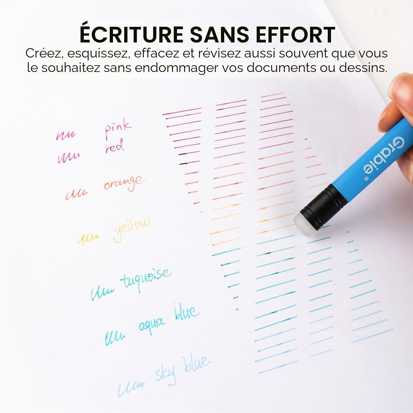 Stylo Gel Effaçable Grabie Lot de 9 Couleurs - Écriture Magique – Image 3