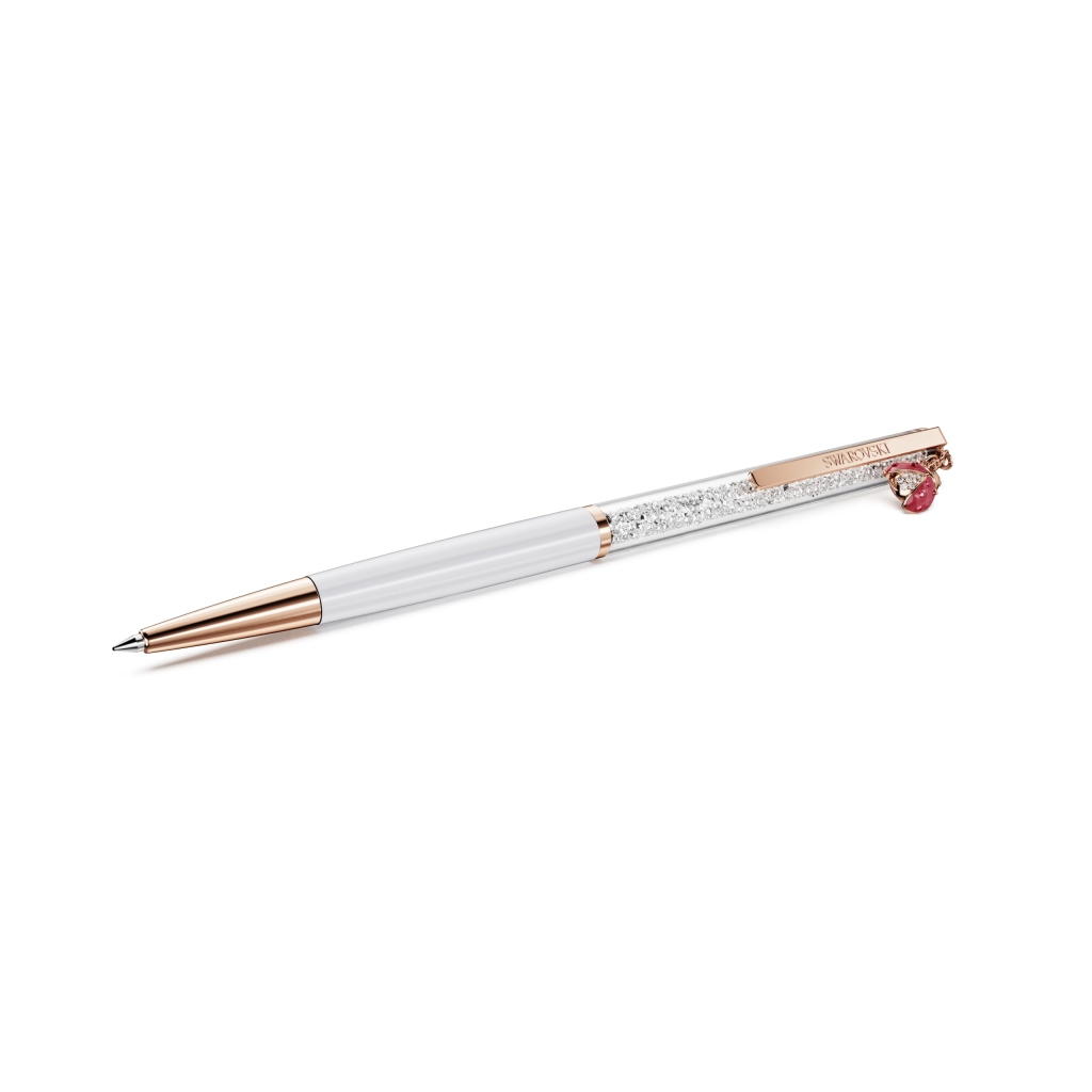 Stylo Bille Crystalline Coccinelle Swarovski - Blanc et Rouge Laqué