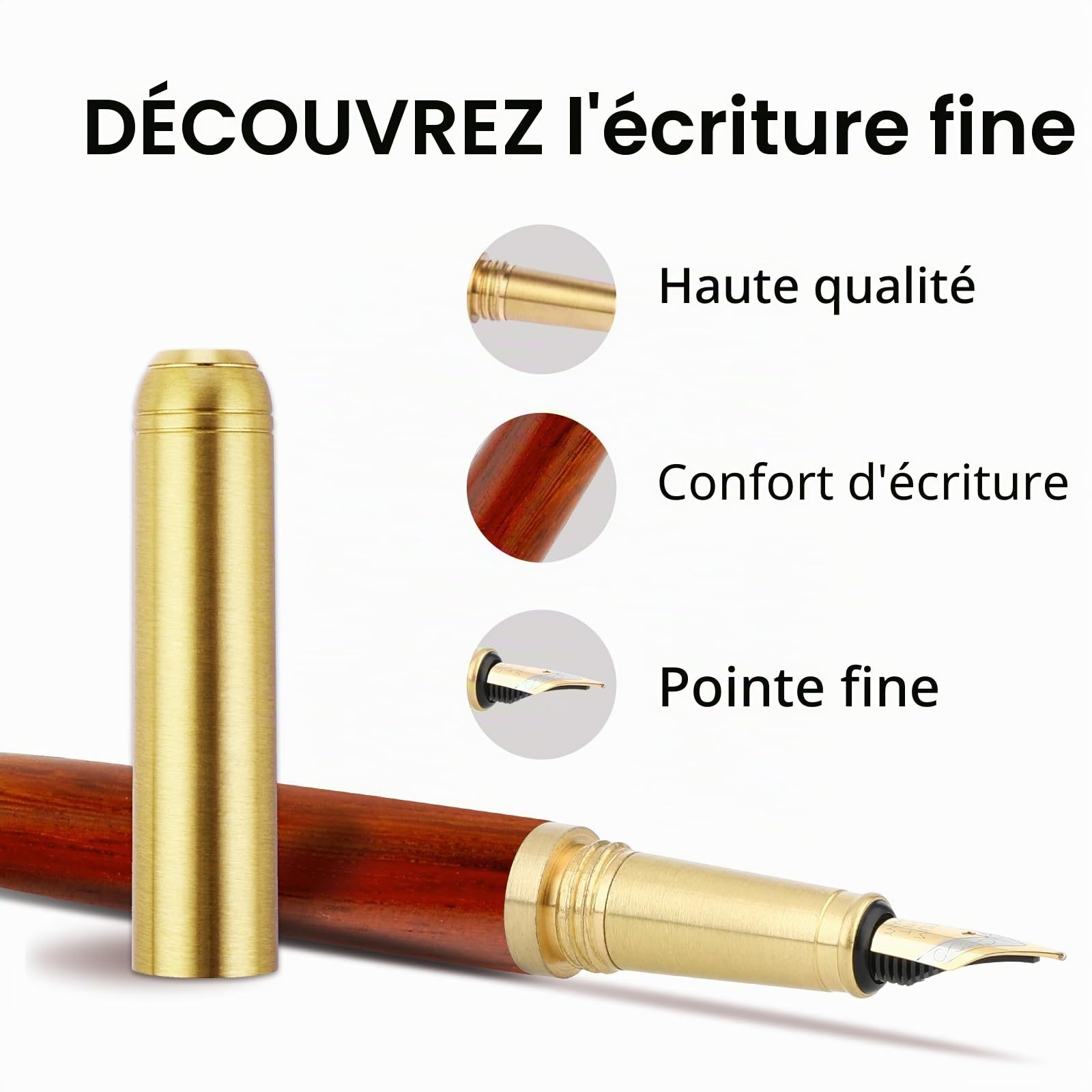 Stylo Plume en Bois Fait à la Main Cobee - Pointe Fine 0,7 mm – Image 4