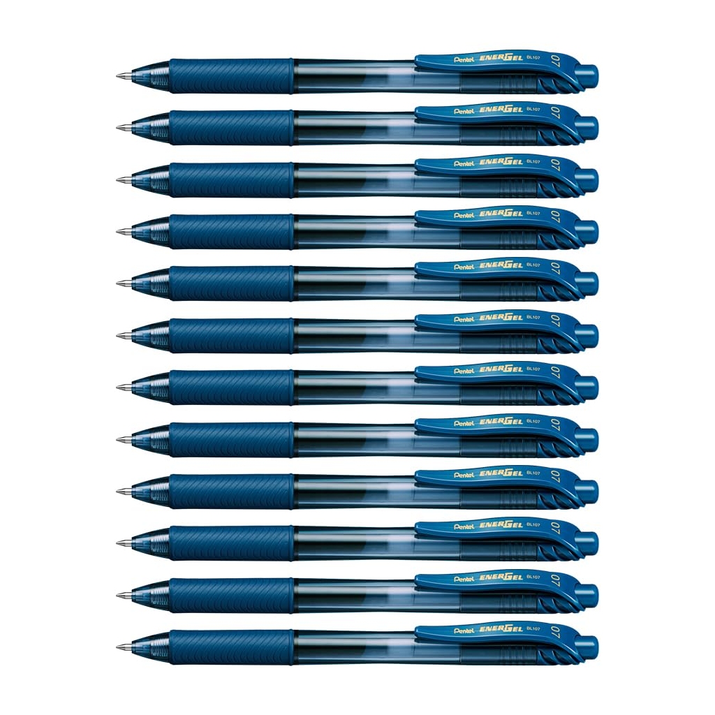 Lot de 12 Stylos Roller Gel Pentel Energel X BL107 - Pointe 0,7 mm Bleu Nuit