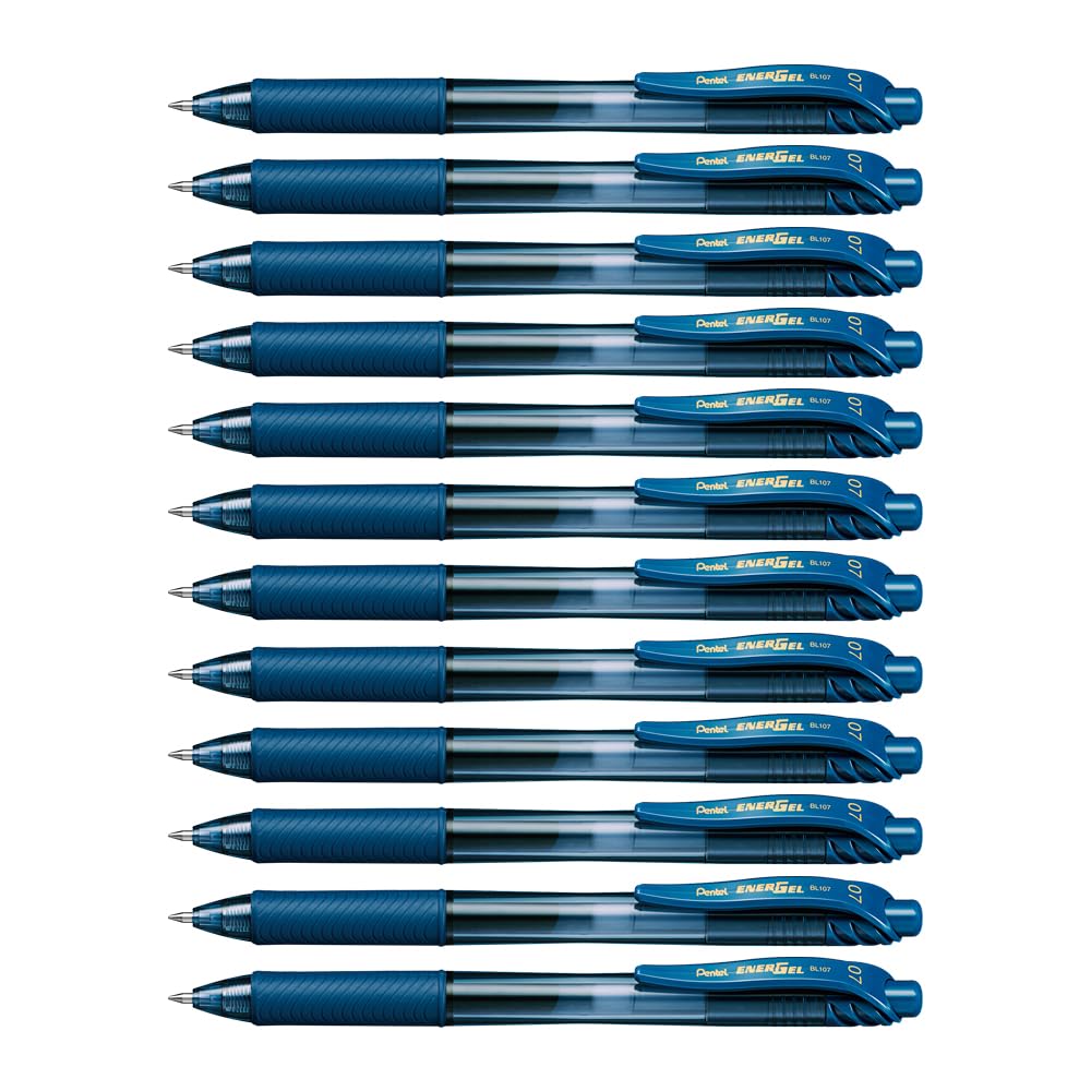 Lot de 12 Stylos Roller Gel Pentel Energel X BL107 - Pointe 0,7 mm Bleu Nuit