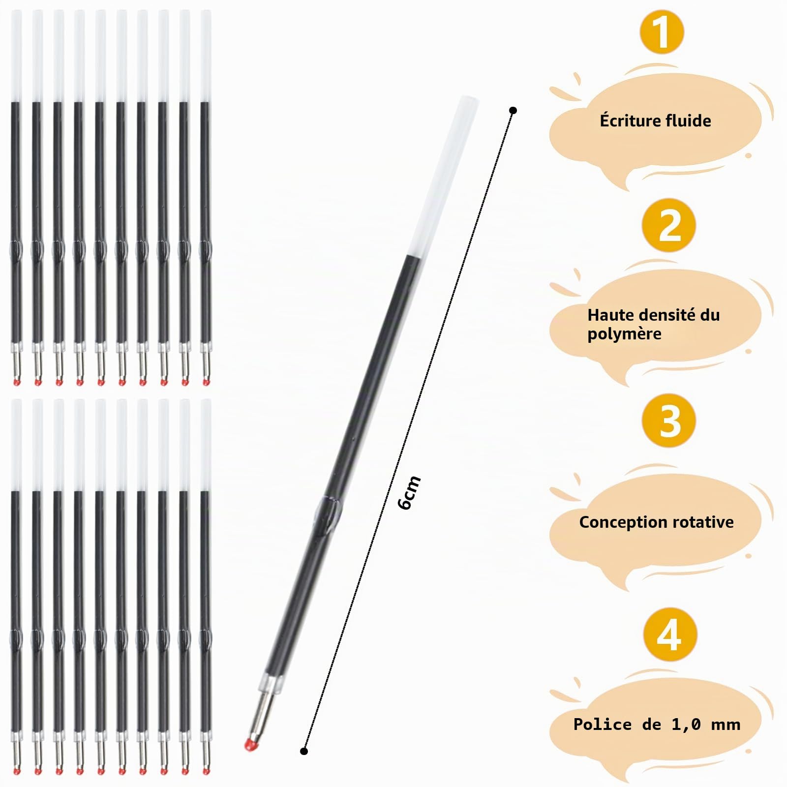 Set de 10 Stylos à Bille Rétractables avec 20 Recharges - Hengxinchen – Image 4