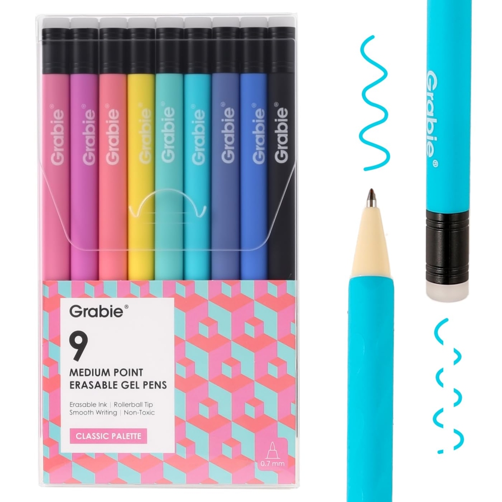 Stylo Gel Effaçable Grabie Lot de 9 Couleurs - Écriture Magique