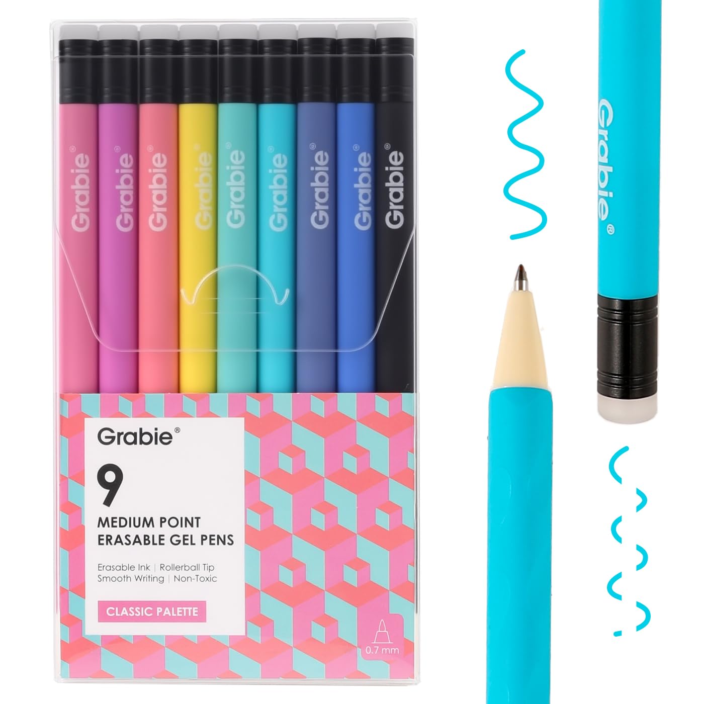 Stylo Gel Effaçable Grabie Lot de 9 Couleurs - Écriture Magique