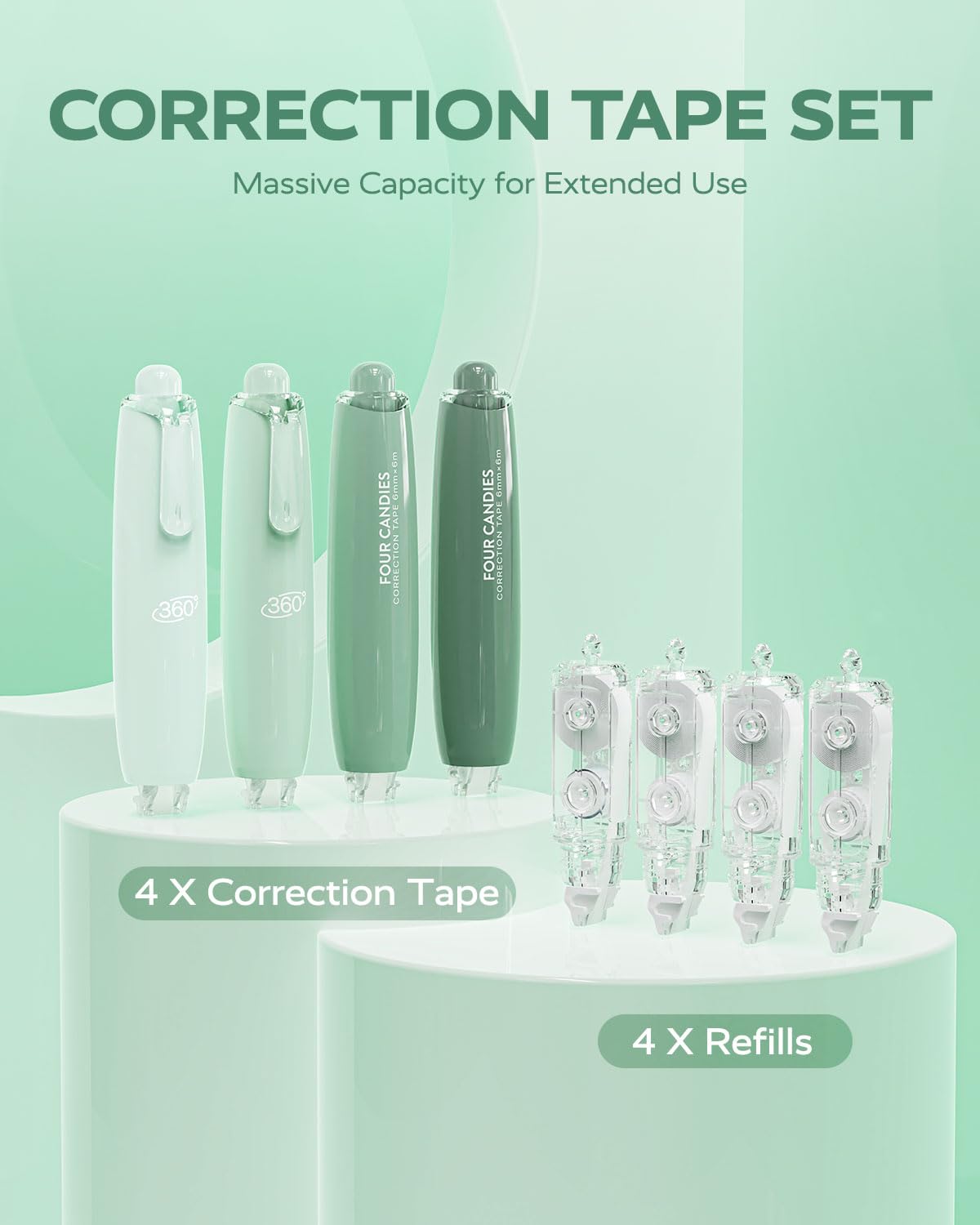 Lot de 4 Rubans Correcteurs Rétractables Four Candies - Recharges Incluses – Image 6