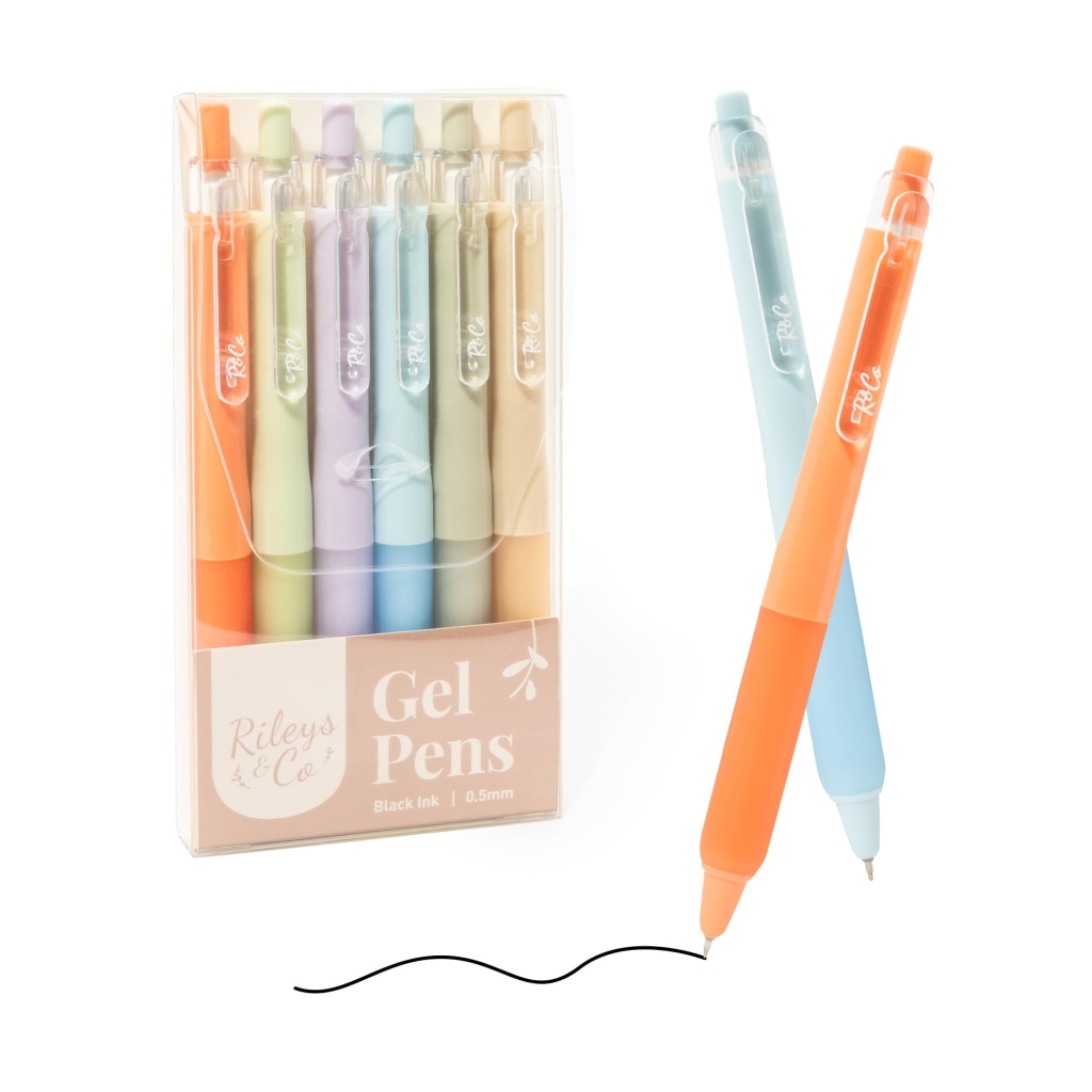 Lot de 6 Stylos Gel Esthétiques Rileys & Co - Pointe 0,5 mm Anti-taches