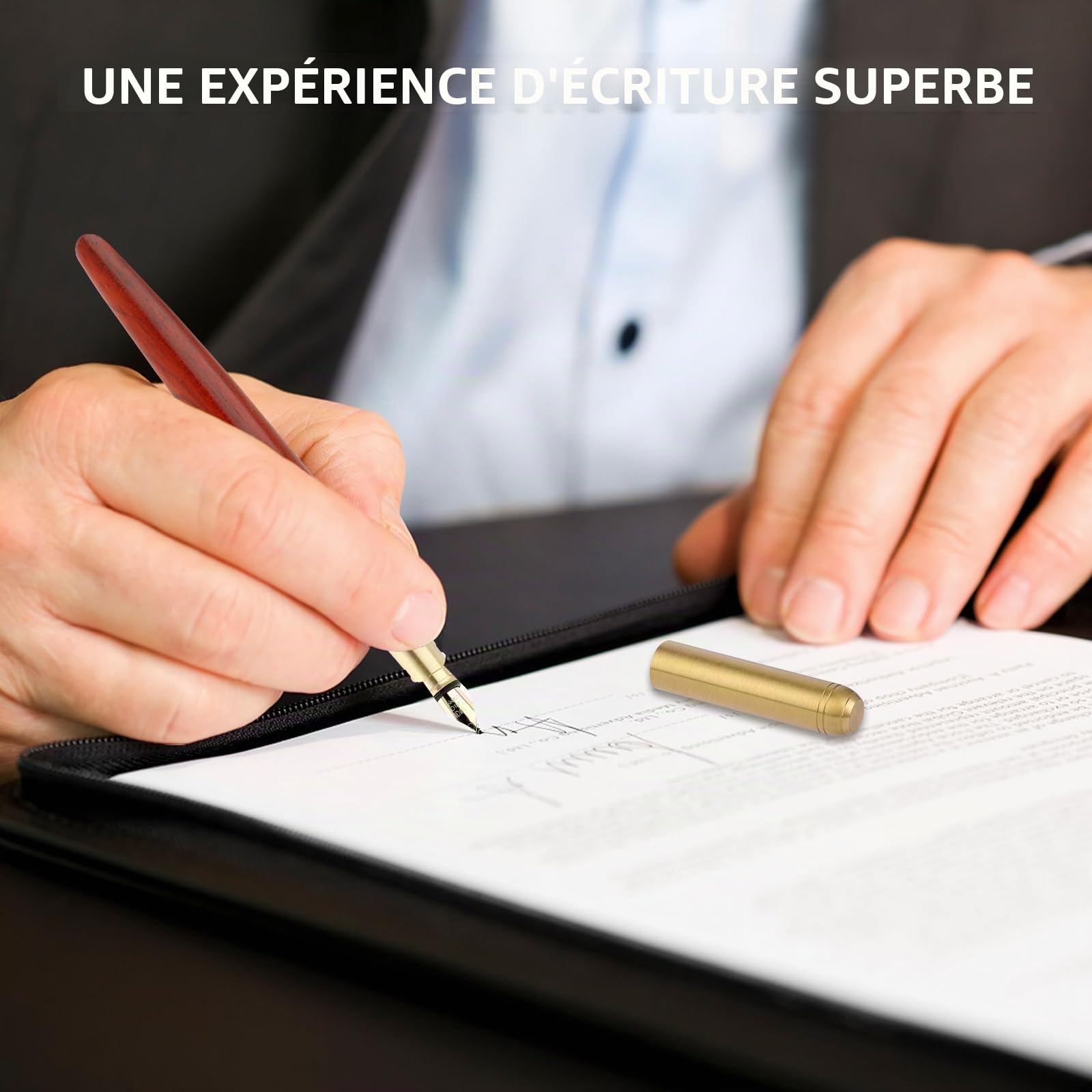 Stylo Plume en Bois Fait à la Main Cobee - Pointe Fine 0,7 mm – Image 2