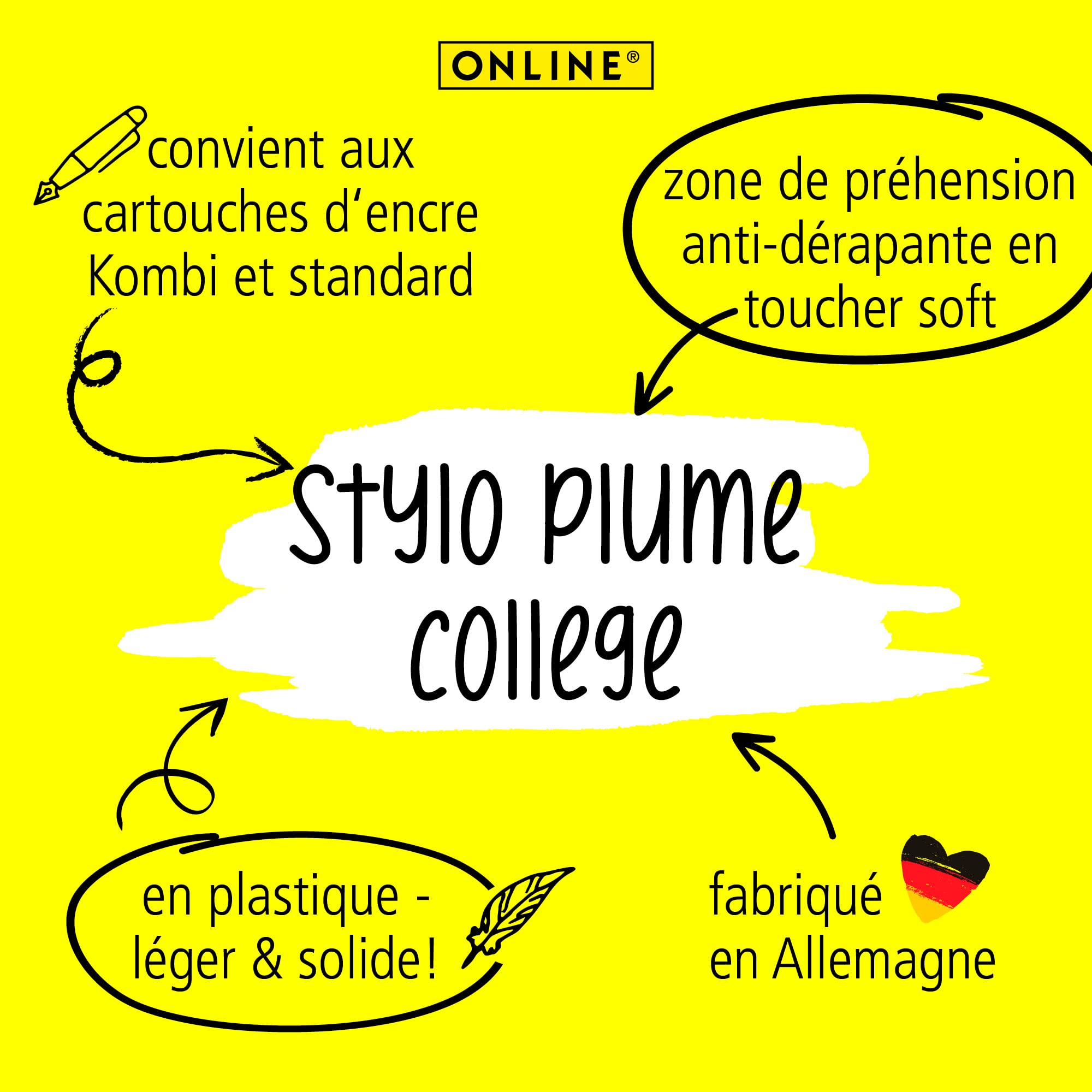 Stylo Plume College Chats Online - Ergonomique Enfant – Image 3