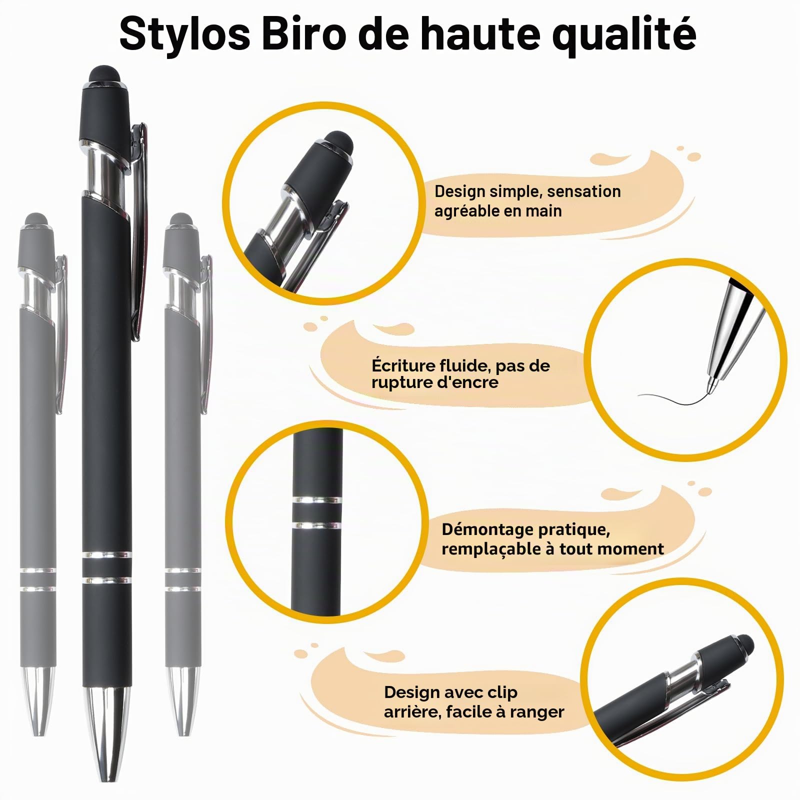 Set de 10 Stylos à Bille Rétractables avec 20 Recharges - Hengxinchen – Image 3