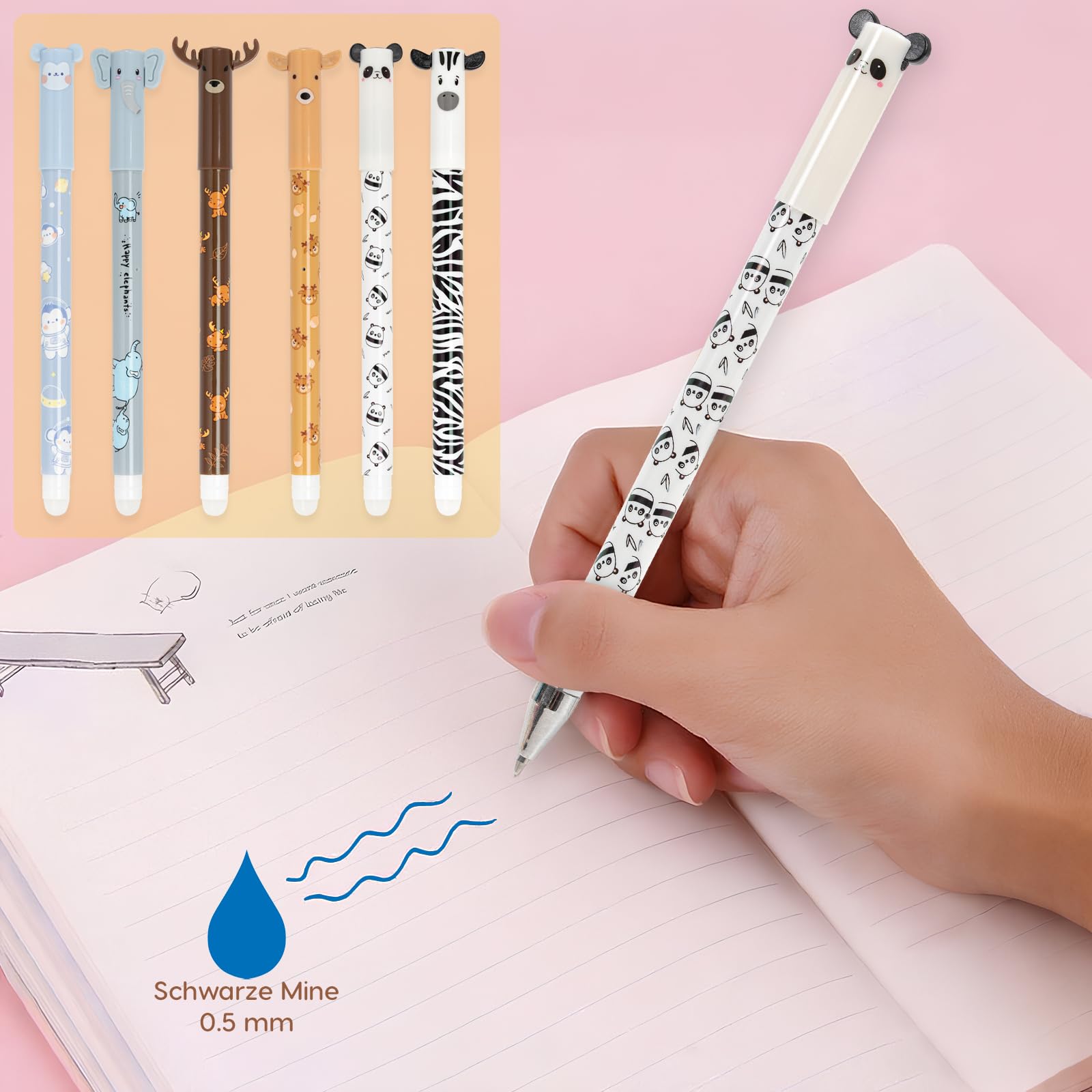 Lot de 12 Stylos Gel Effaçables Youkly - 6 Bleus, 6 Noirs, Pointe Fine 0,5 mm – Image 4