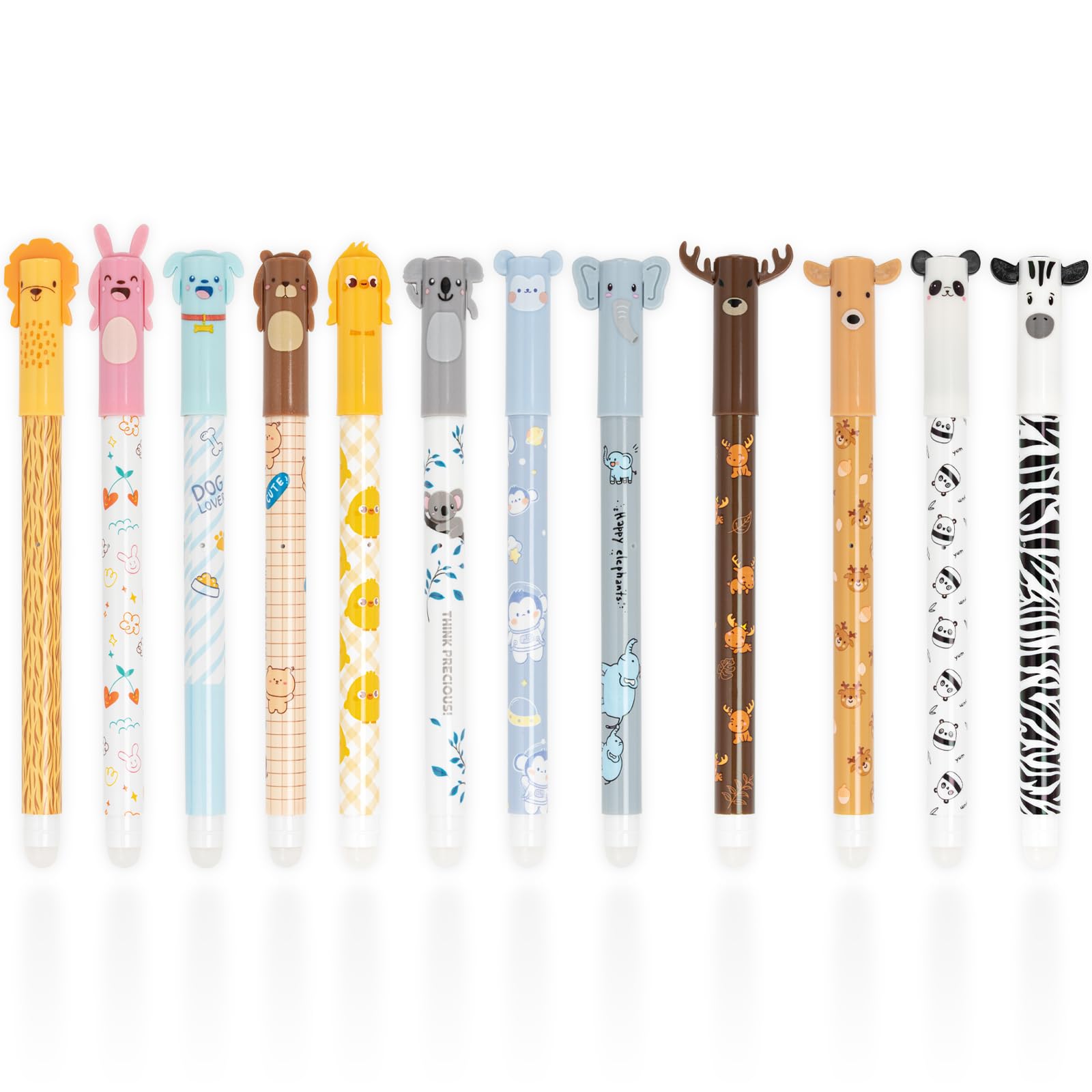 Lot de 12 Stylos Gel Effaçables Youkly - 6 Bleus, 6 Noirs, Pointe Fine 0,5 mm