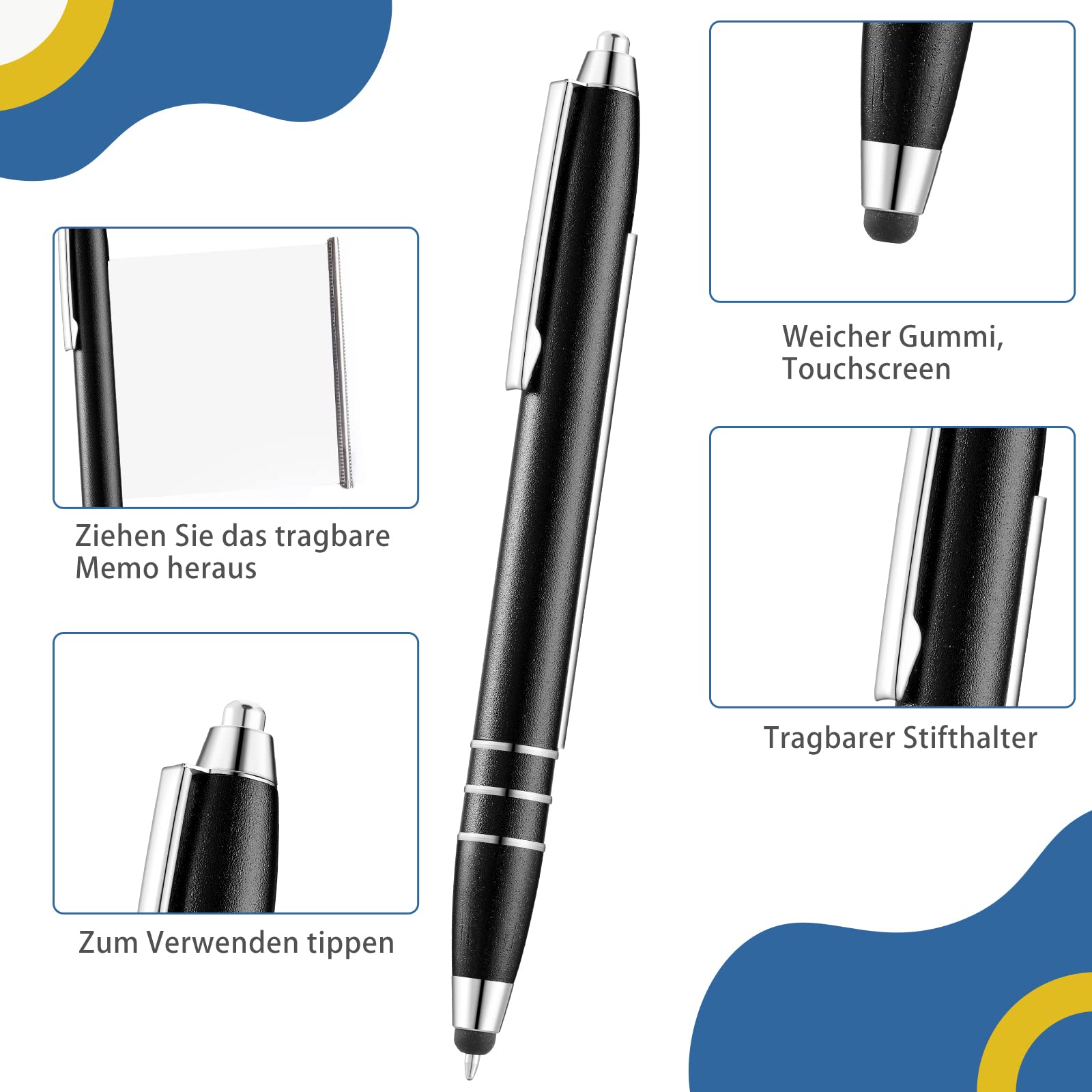 Stylo Bille Métal Nezyo avec Feuille de Triche Rétractable - Lot de 3 – Image 3