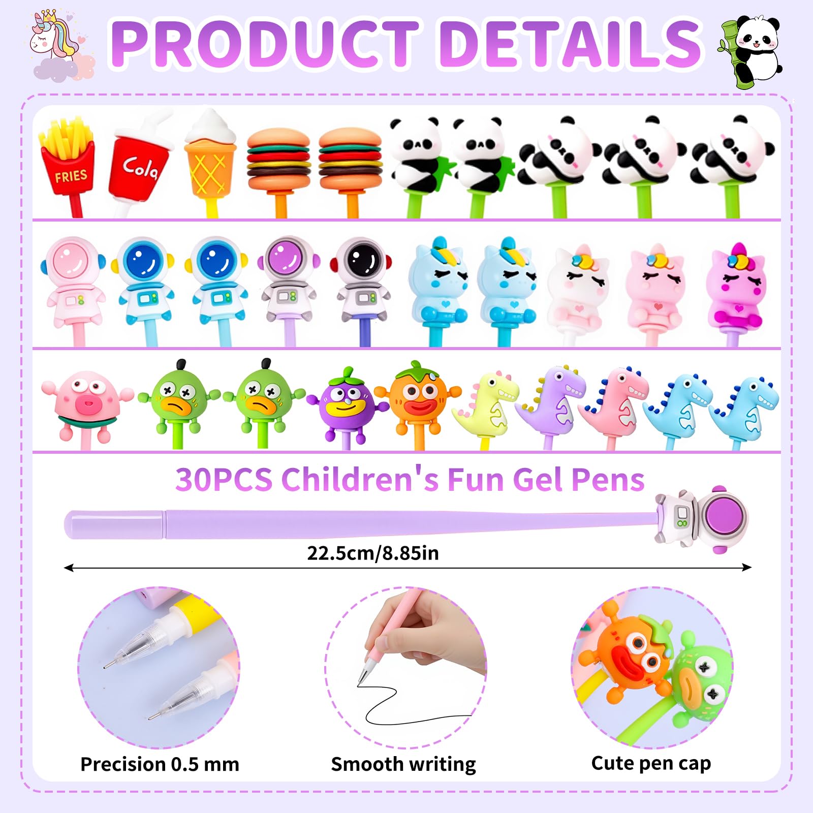 Lot de 30 Stylos Gel Kawaii Aixxikum - Animaux Rigolos Anti-Stress – Image 2