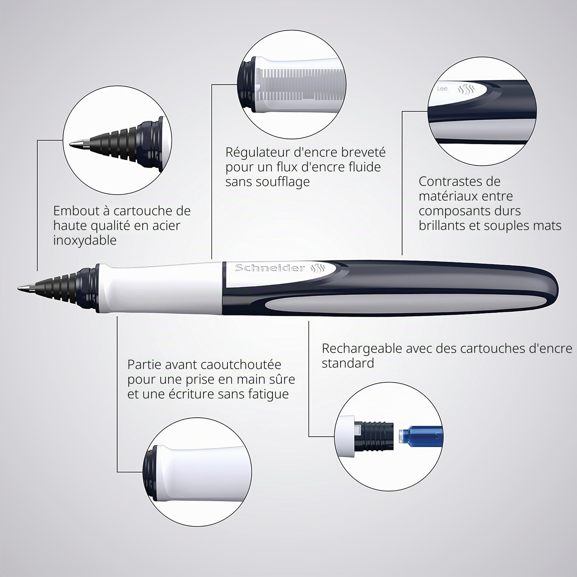 Stylo Roller Schneider Ray Rechargeable Bleu - Ambidextre – Image 4