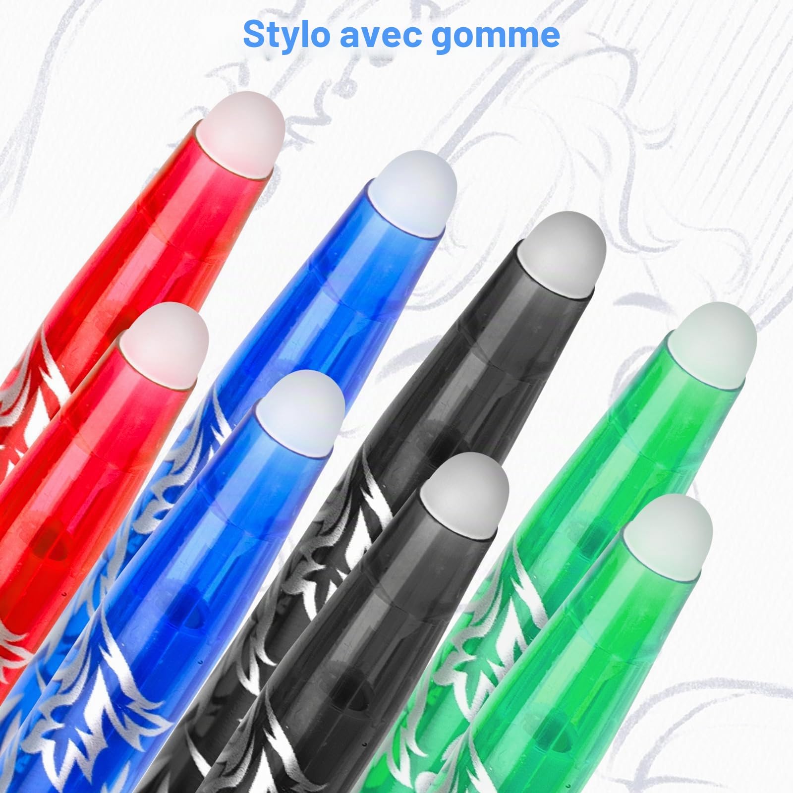 Lot de 8 Stylos Roller Effaçables RUCUDIM - Encre Gel 0,5 mm – Image 4