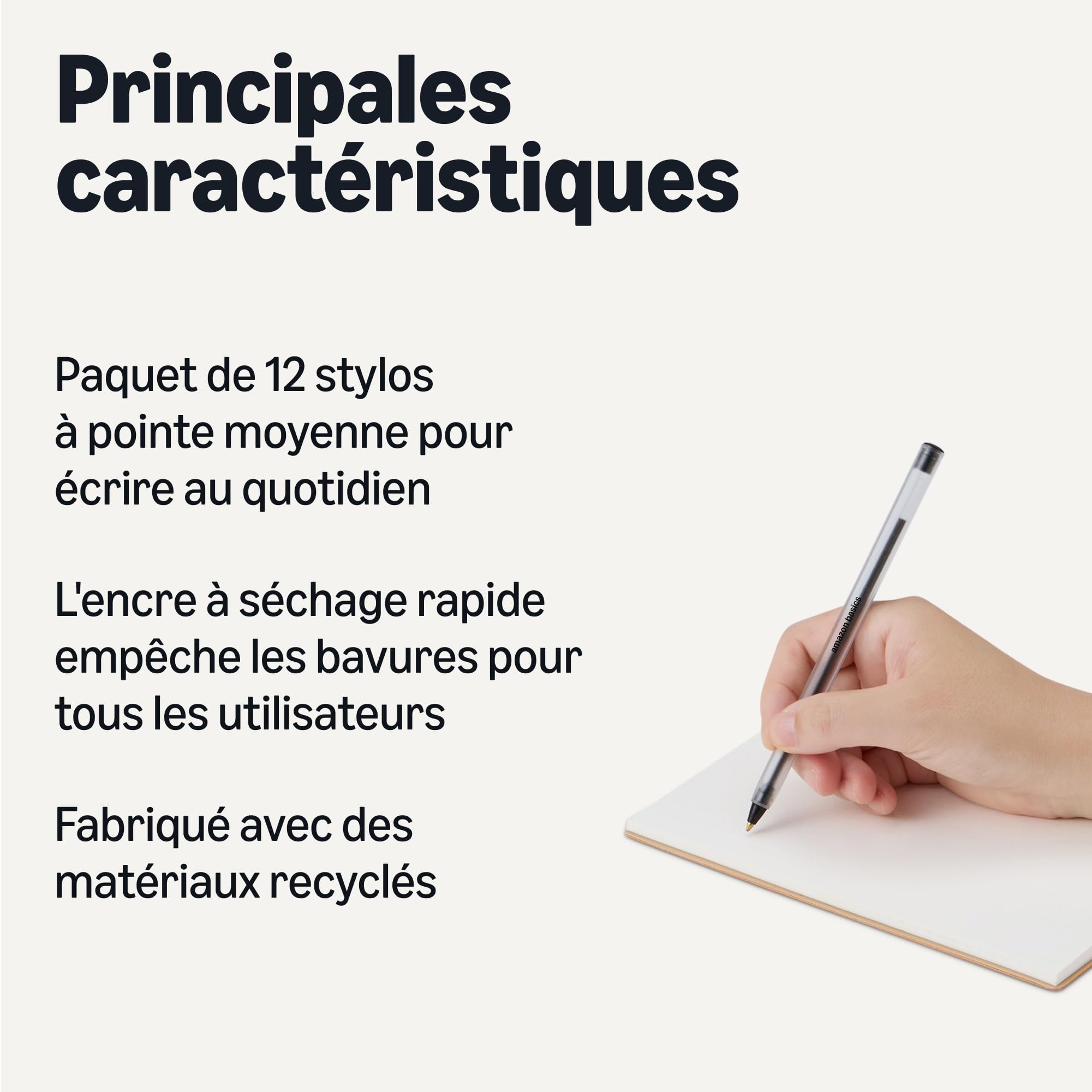 Stylo Bille Amazon Basics Séchage Rapide Noir - Lot de 12 – Image 2