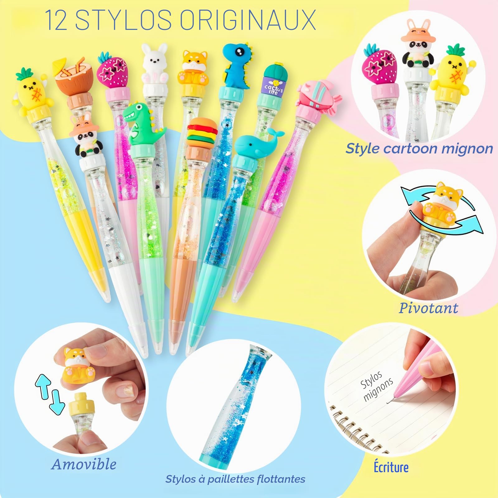 Stylo Bille Kawaii Tigerhu - Lot de 12 Stylos Anti-Stress Animaux – Image 3