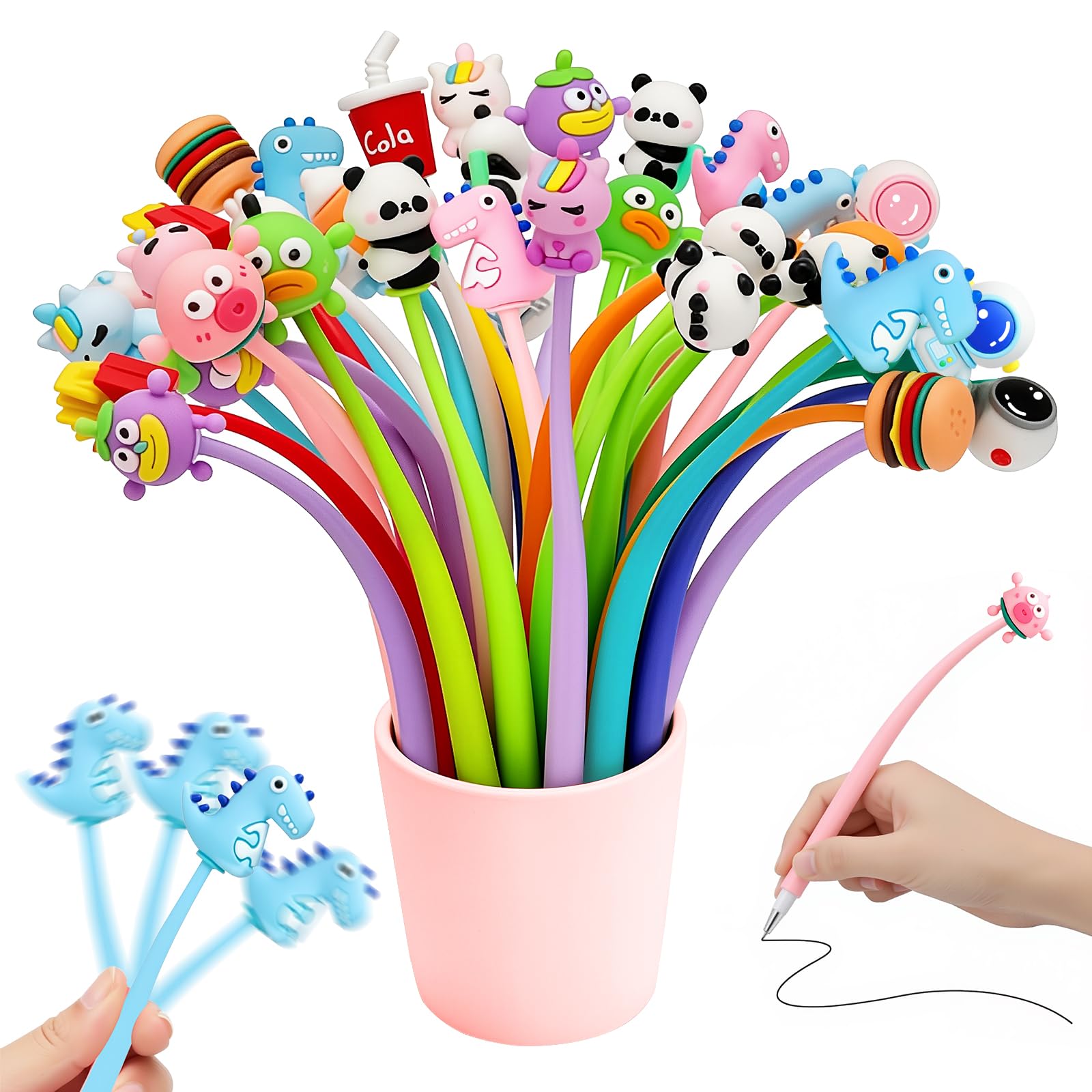 Lot de 30 Stylos Gel Kawaii Aixxikum - Animaux Rigolos Anti-Stress