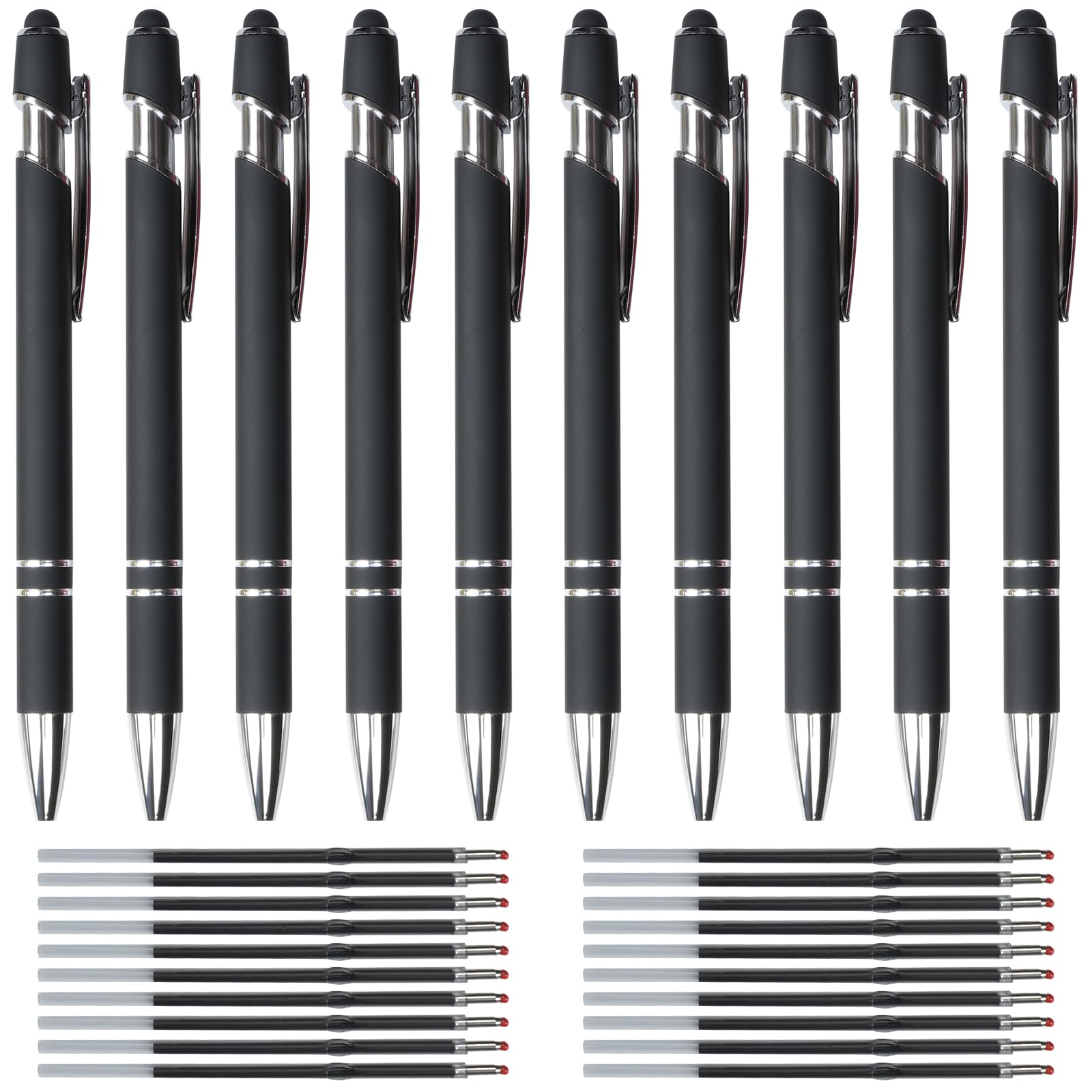 Set de 10 Stylos à Bille Rétractables avec 20 Recharges - Hengxinchen