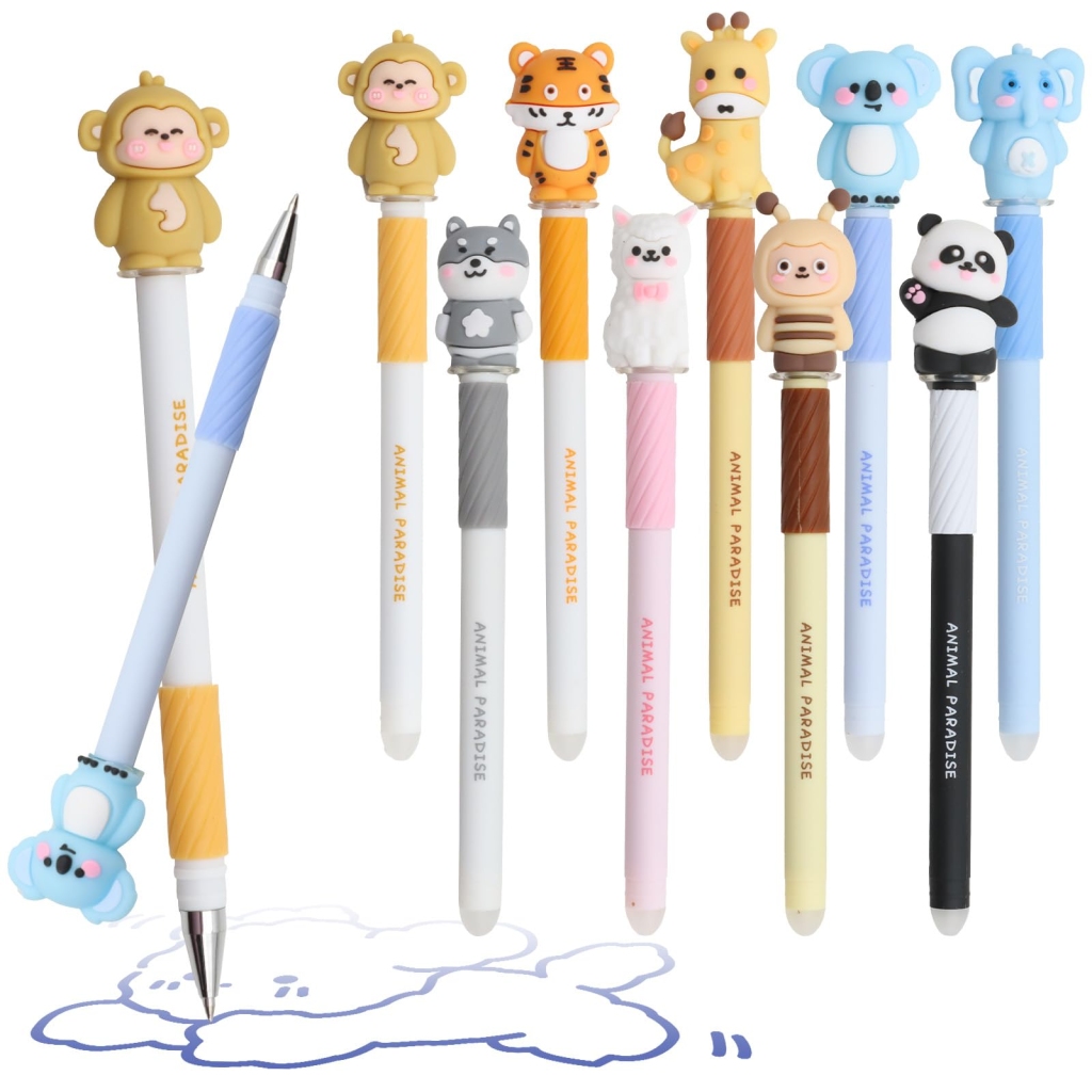 Lot de 9 Stylos Effaçables Animaux VEGCOO - Encre Thermique 0.5mm