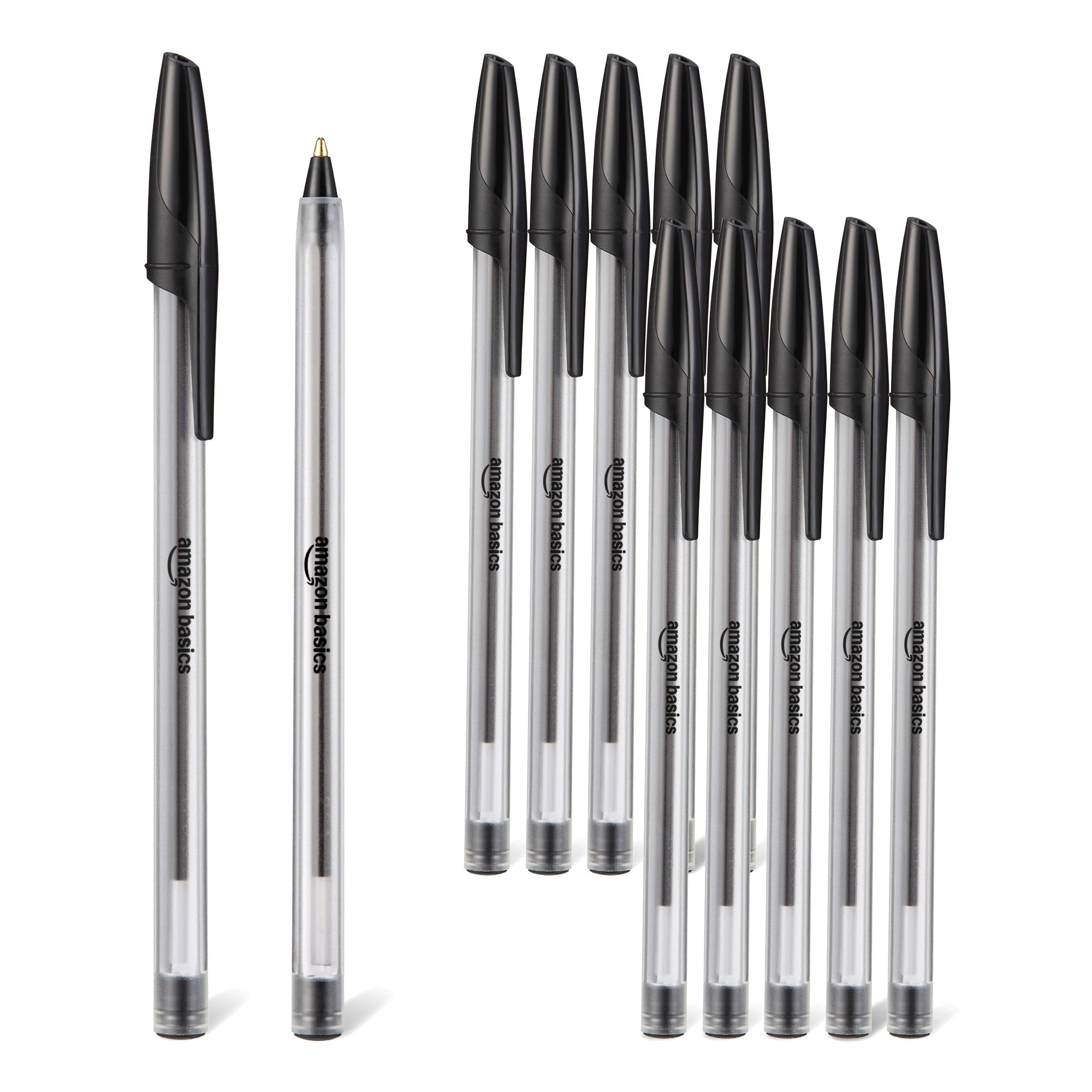 Stylo Bille Amazon Basics Séchage Rapide Noir - Lot de 12