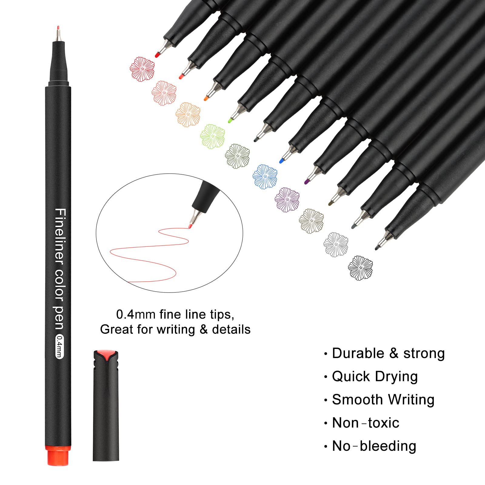 Lot de 36 Stylos Feutre Pointe Fine Funnasting 0,4 mm pour Bullet Journal – Image 4
