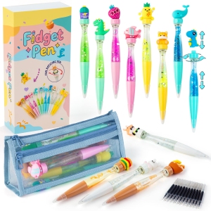Stylo Bille Kawaii Tigerhu - Lot de 12 Stylos Anti-Stress Animaux