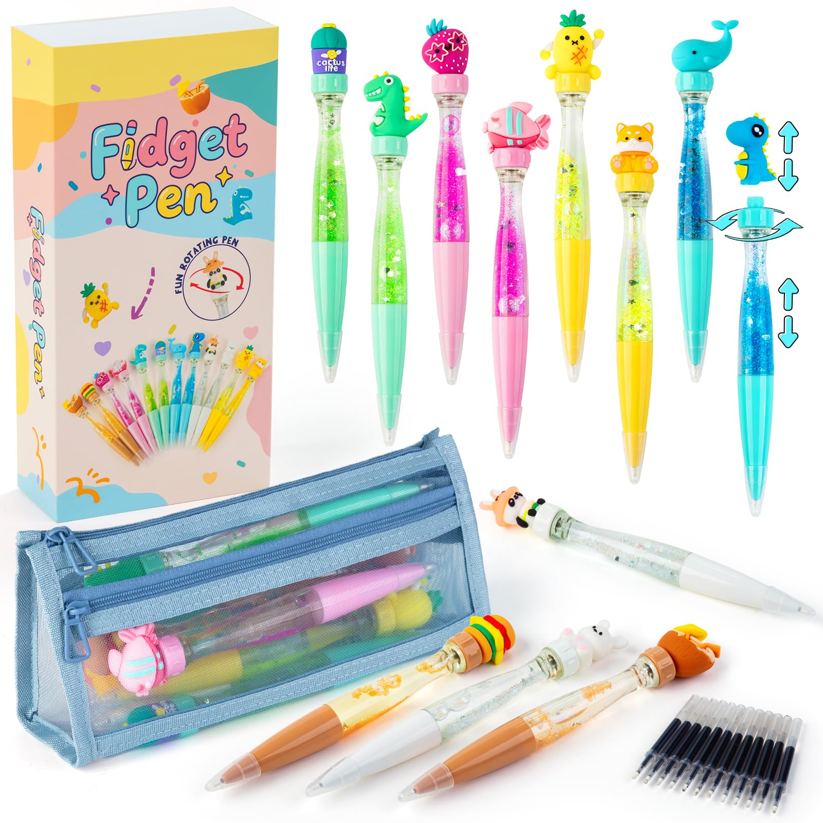 Stylo Bille Kawaii Tigerhu - Lot de 12 Stylos Anti-Stress Animaux