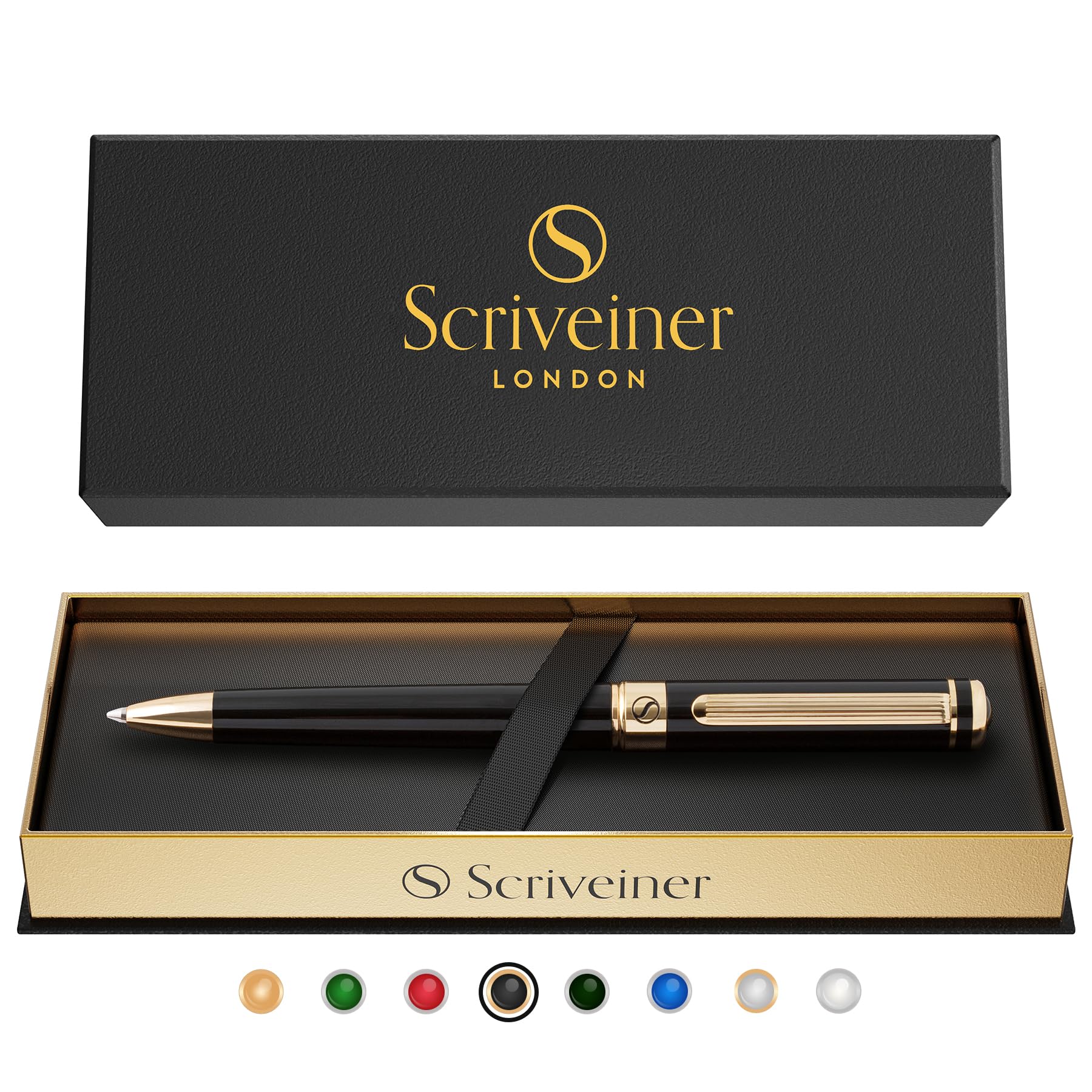 Stylo Bille Coffret Scriveiner Noir Laqué Plaqué Or