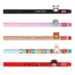 Legami Lovely Friends lot de 5 stylos gel à animaux amovibles